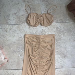Two piece nude skirt and top